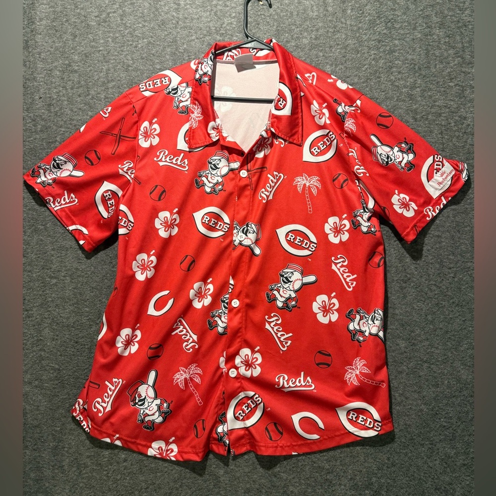Cincinnati Reds Hawaiian Shirt mens XL red button up BDA Sports Budweiser Floral